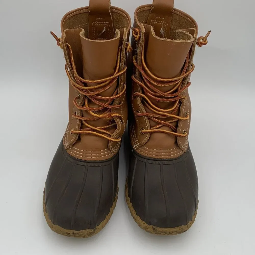 LL Bean Made in Maine Brown and tan Duck Boots men’s size 8.5 or Womans 9.5 - Picture 6 of 14
